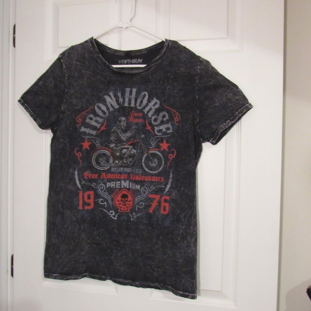 Fifth Sun Mens Black Gothic T-Shirt, Iron Horse, Graphic Images, Sz:S, RN:111647